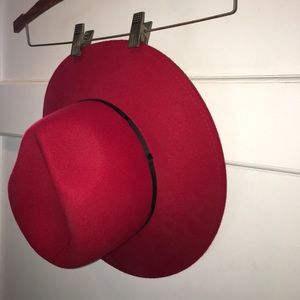 Red Wide-Brim Fedora